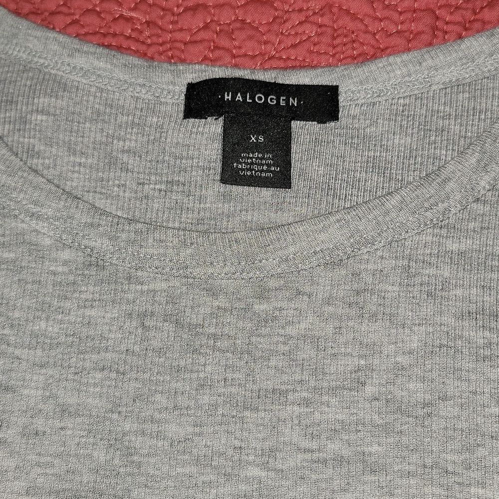 New Halogen Skivvy Fine Rib Crewneck Grey Heather Long Sleeve Knit Top Size XS - Picture 6 of 8